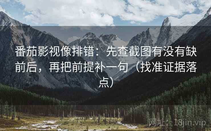 番茄影视像排错:先查截图有没有缺前后,再把前提补一句(找准证据落点)