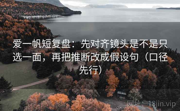 爱一帆短复盘：先对齐镜头是不是只选一面，再把推断改成假设句（口径先行）